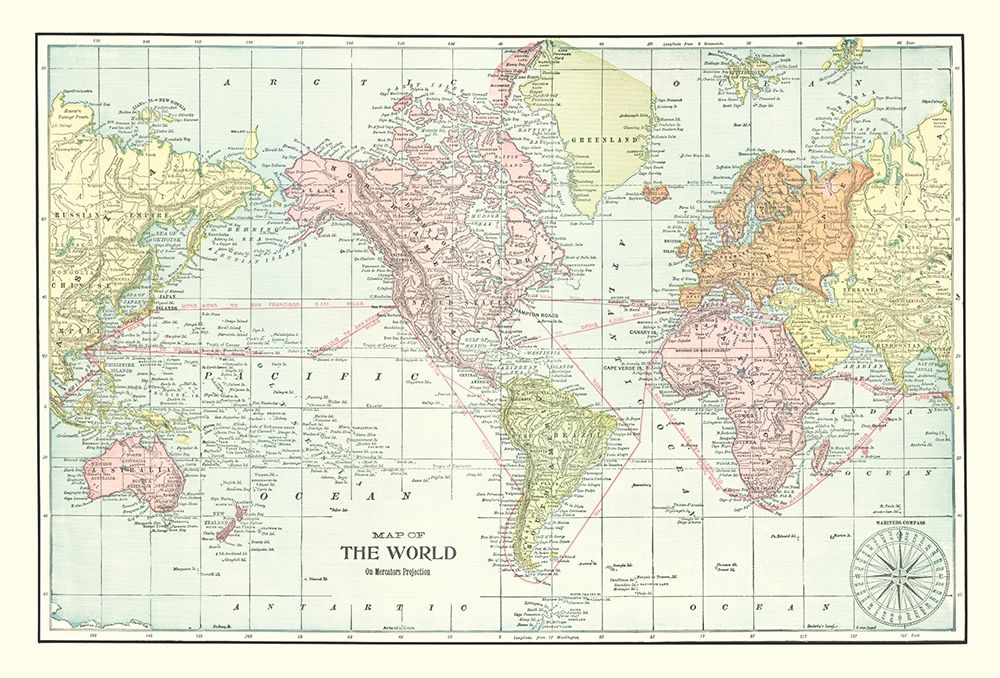World - Cram 1898 art print by Cram for $57.95 CAD