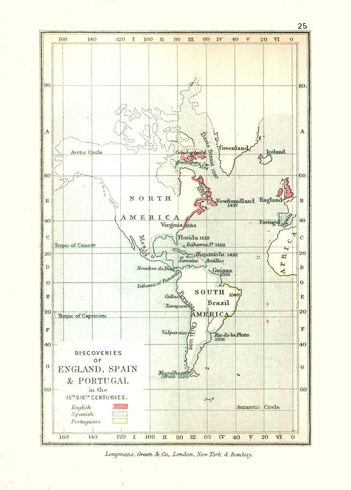Discoveries England Spain Portugal - Gardiner 1902 art print by Gardiner for $57.95 CAD