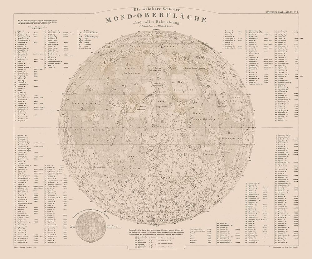 Moon Surface - Stieler 1885 art print by Stieler for $57.95 CAD