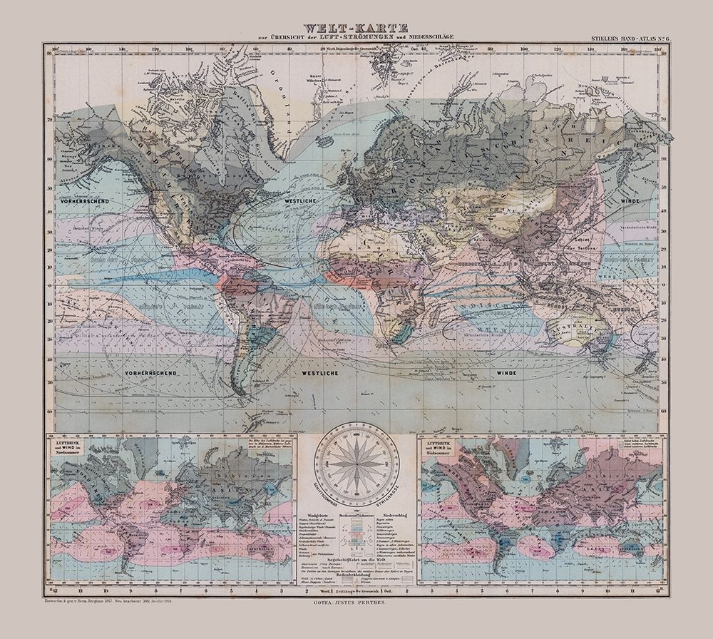 Wind Currents - Stieler 1885 art print by Stieler for $57.95 CAD