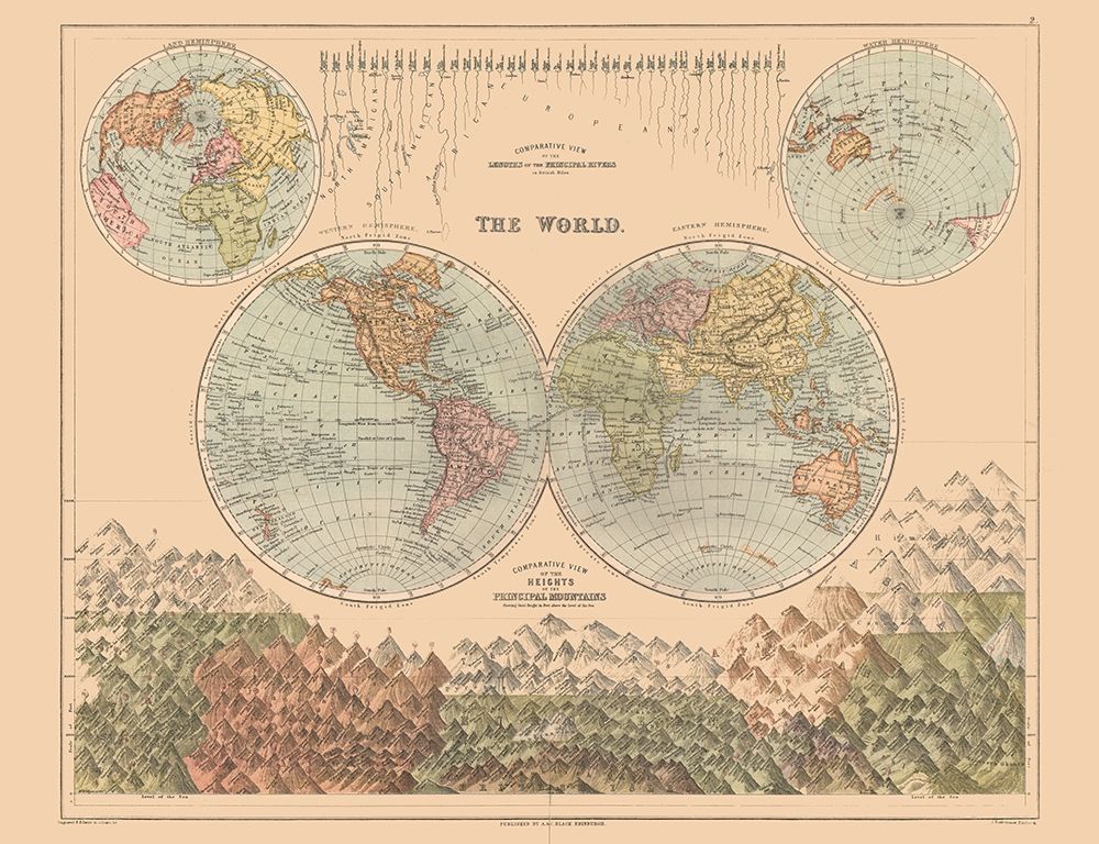 Mountain Heights World - Black 1867 art print by Black for $57.95 CAD