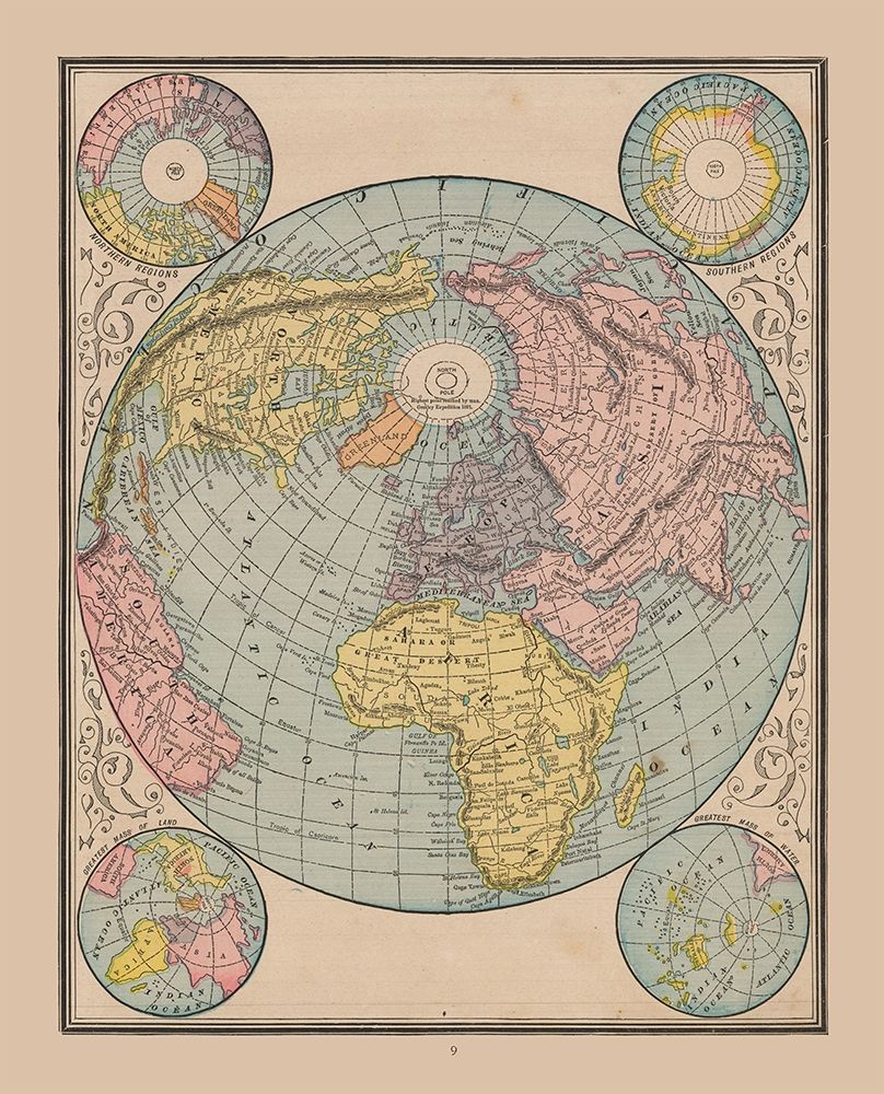 North South Pole World - Cram 1888 art print by Cram for $57.95 CAD