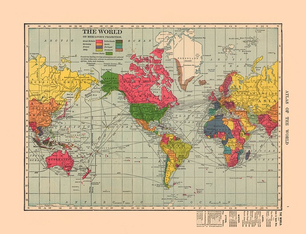 World - Hammond 1910 art print by Hammond for $57.95 CAD