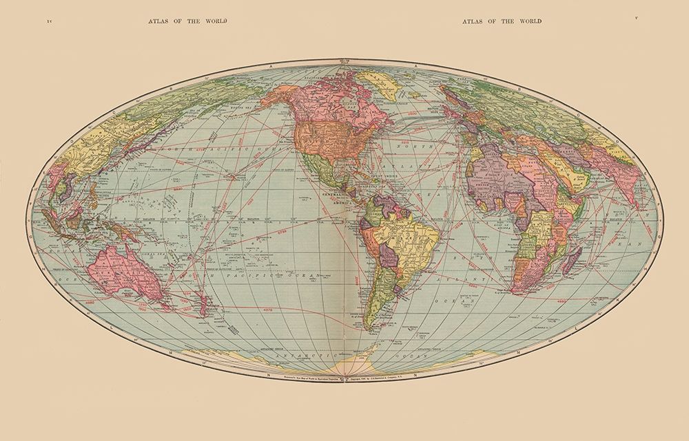 World - Hammond 1910 art print by Hammond for $57.95 CAD