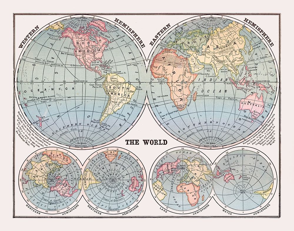 Western Eastern Hemispheres - Monteith 1882 art print by Monteith for $57.95 CAD