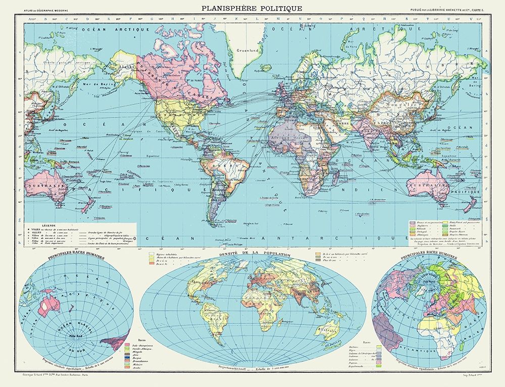 Political Planisphere - Schrader 1908 art print by Schrader for $57.95 CAD