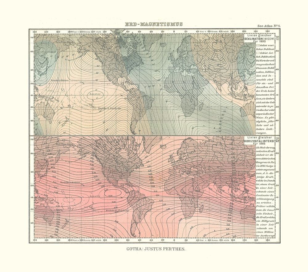 Earth Magnetism - Perthes 1914 art print by Perthes for $57.95 CAD