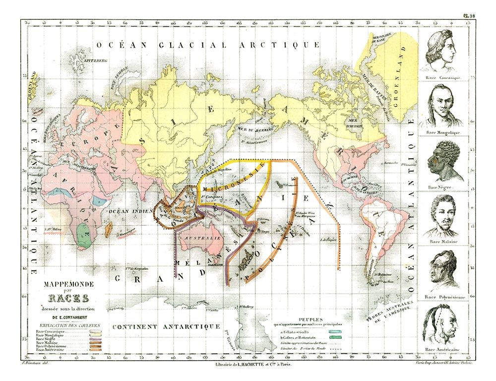 World Races - Cortambert 1880 art print by Cortambert for $57.95 CAD