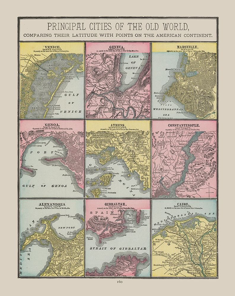 Principal Cities of World - Cram 1892 art print by Cram for $57.95 CAD