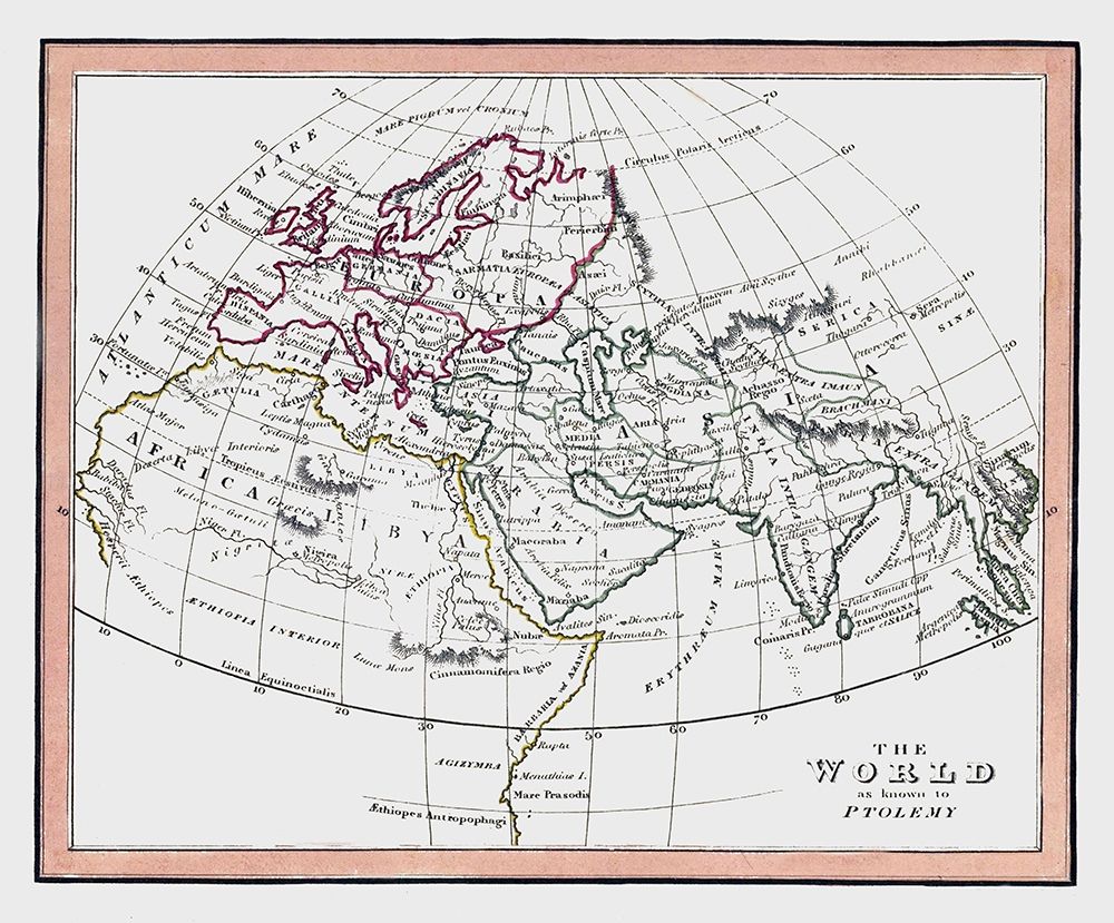 World as known to Ptolemy - Fenner 1830 art print by Fenner for $57.95 CAD