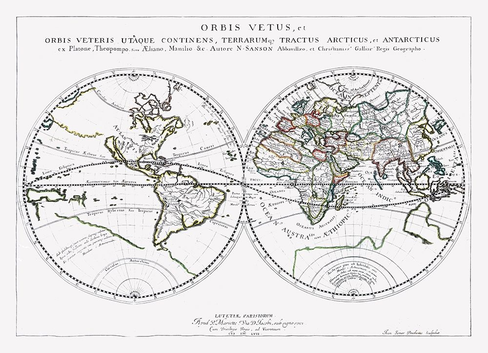 Old World New World - Sanson 1641 art print by Sanson for $57.95 CAD