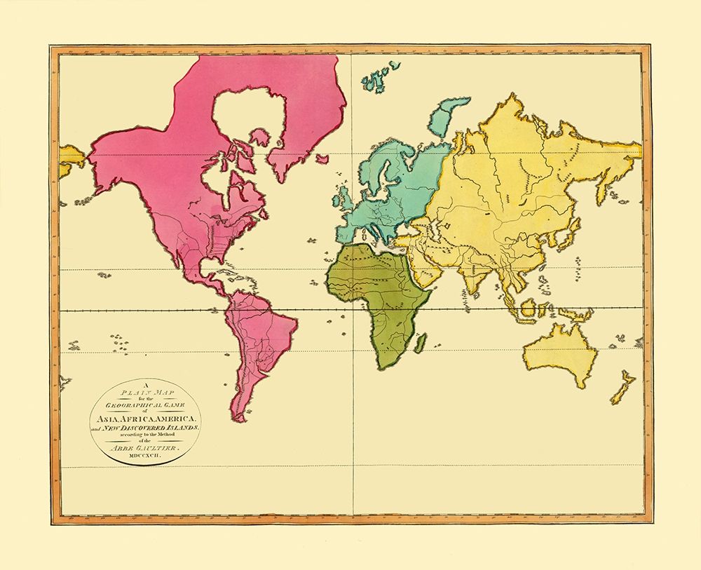 New Discovered Islands Asia Africa America art print by Gaultier for $57.95 CAD