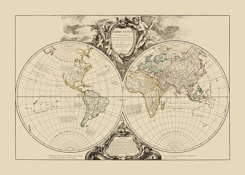 World - Vaugondy 1752 art print by Vaugondy for $57.95 CAD