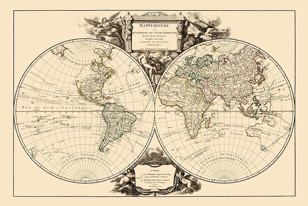 World - Vaugondy 1752 art print by Vaugondy for $57.95 CAD