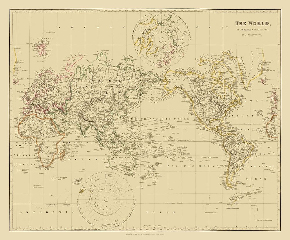 Mercator Projection - Arrowsmith 1835 art print by Arrowsmith for $57.95 CAD