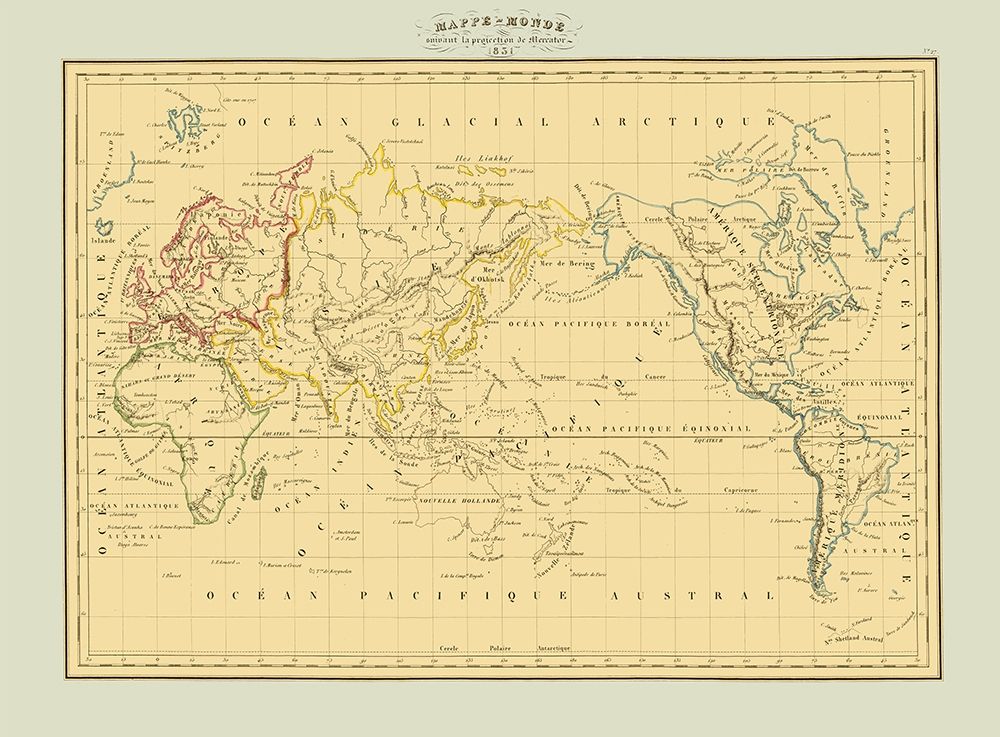 Mercator Projection - 1831 art print by Unknown for $57.95 CAD