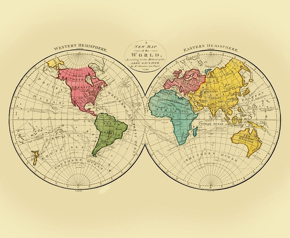 Western Eastern Hemispheres - Gaultier 1799 art print by Gaultier for $57.95 CAD