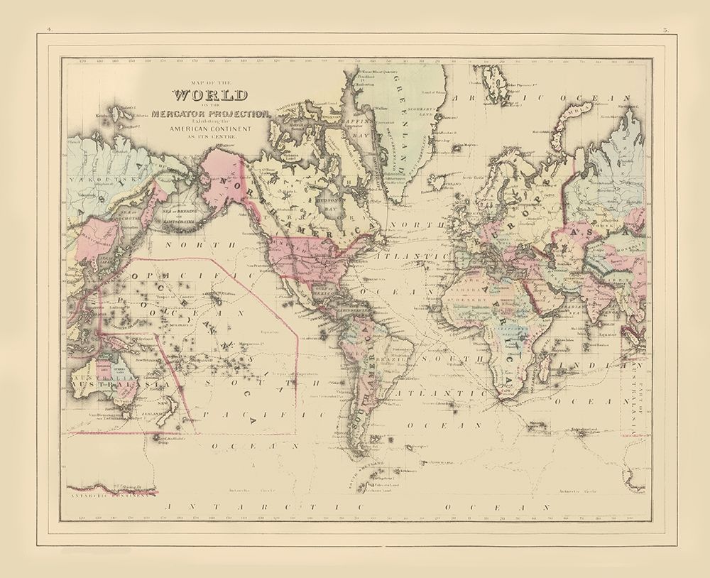 Mercator Projection American Continent art print by Unknown for $57.95 CAD