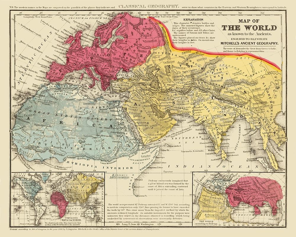 World Known to Ancients - Mitchell 1844 art print by Mitchell for $57.95 CAD