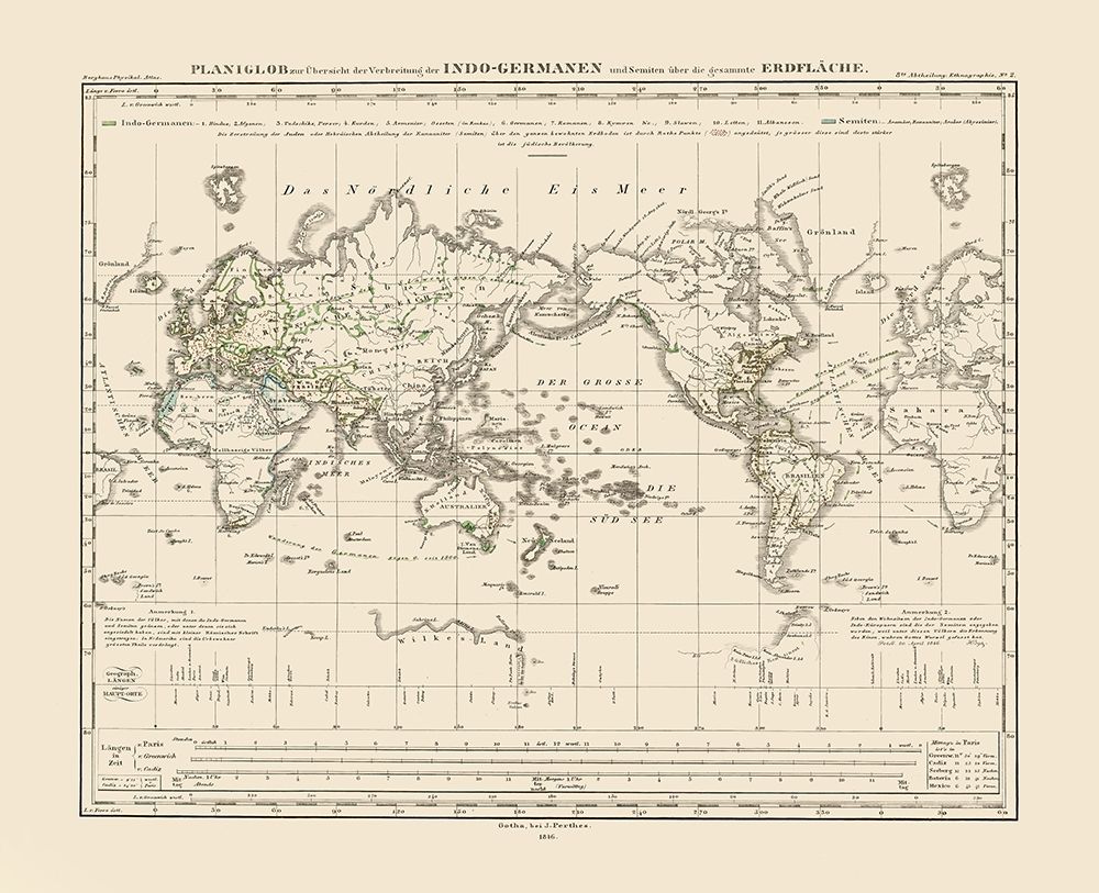 Indo Germans Semites World - Perthes 1846 art print by Perthes for $57.95 CAD