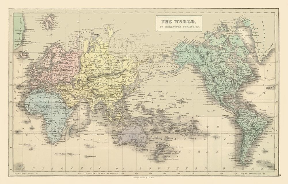Mercator Projection art print by Unknown for $57.95 CAD
