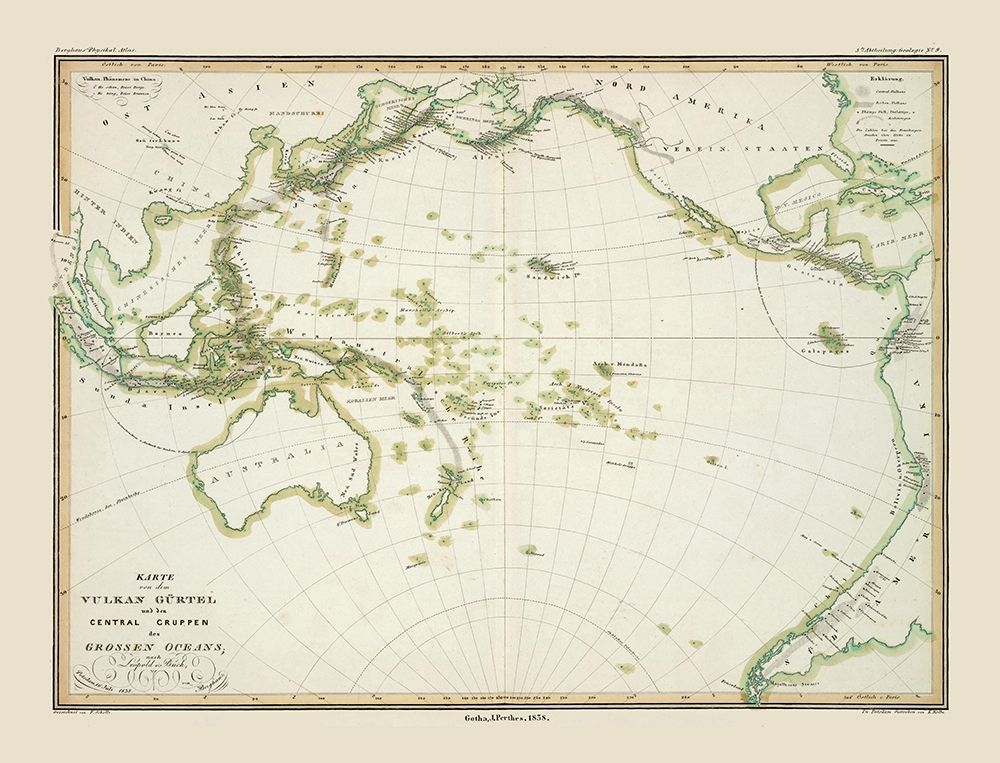 World Pacific Ocean - Perthes 1838 art print by Perthes for $57.95 CAD