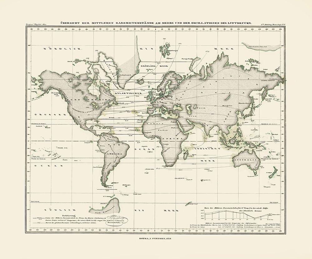 World Seas Air Pressure - Perthes 1839 art print by Perthes for $57.95 CAD