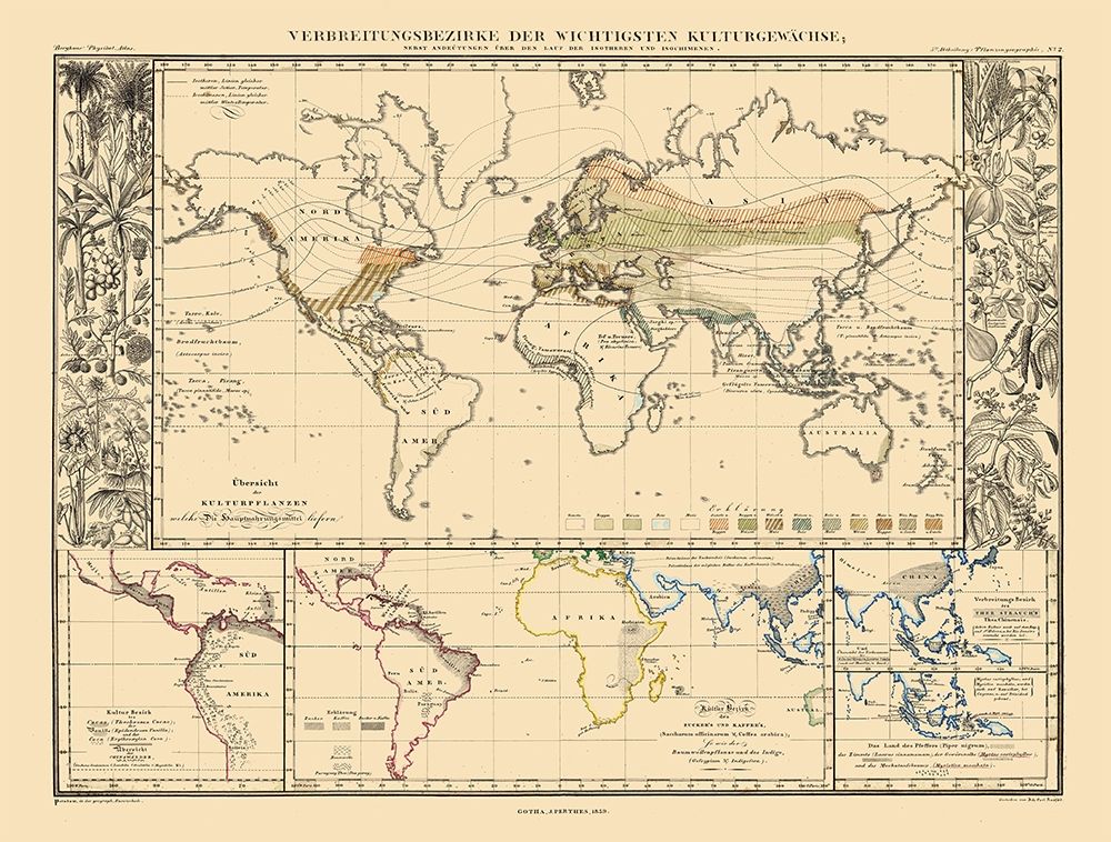 World Main Crops - Perthes 1859 art print by Perthes for $57.95 CAD