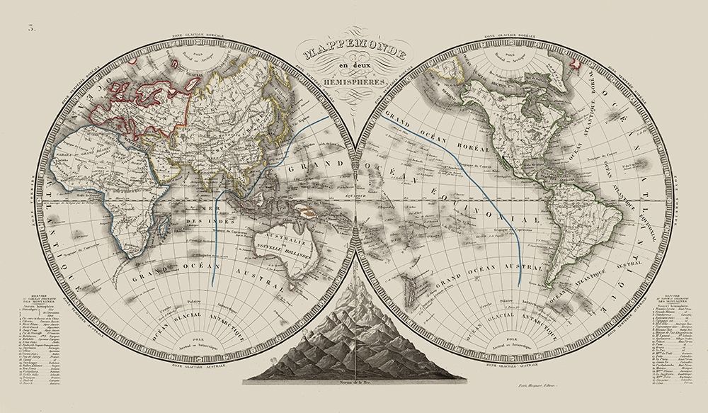 Western Eastern Hemispheres - Monin 1839 art print by Monin for $57.95 CAD