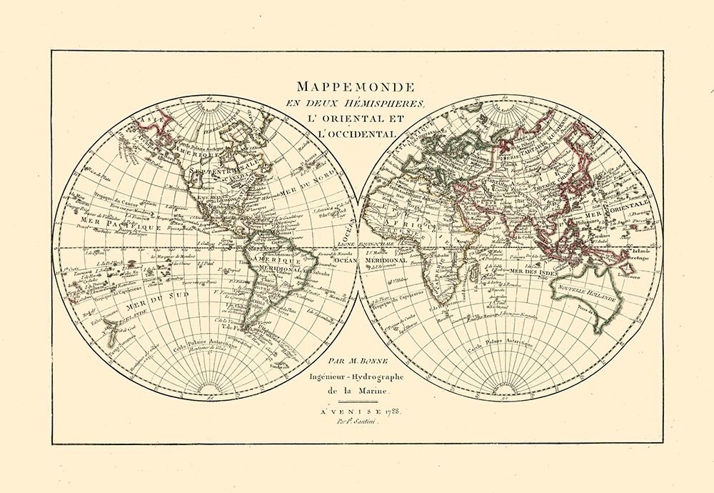World Hemispheres - Santini 1794 art print by Santini for $57.95 CAD
