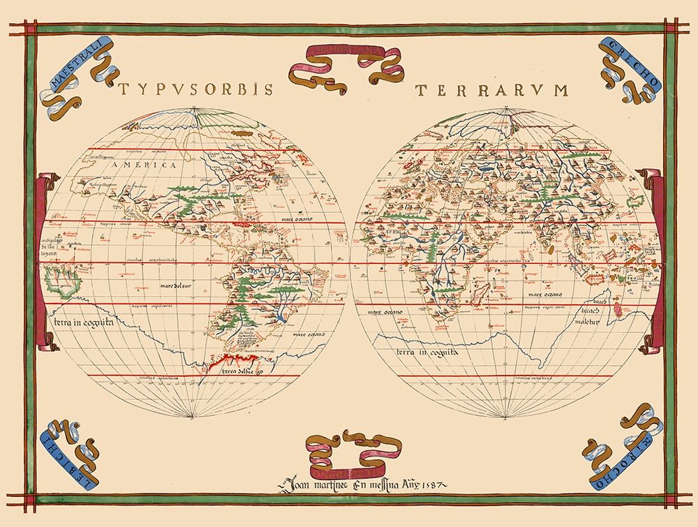 World Hemispheres - Martines 1587 art print by Martines for $57.95 CAD