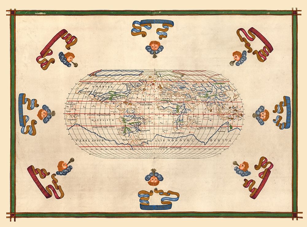 World Map - Martines 1587 art print by Martines for $57.95 CAD