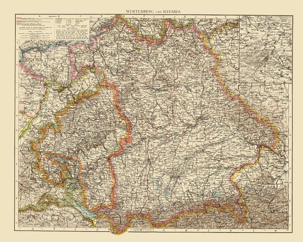 Wurtemberg Bavaria Germany - Andree 1895 art print by Andree for $57.95 CAD