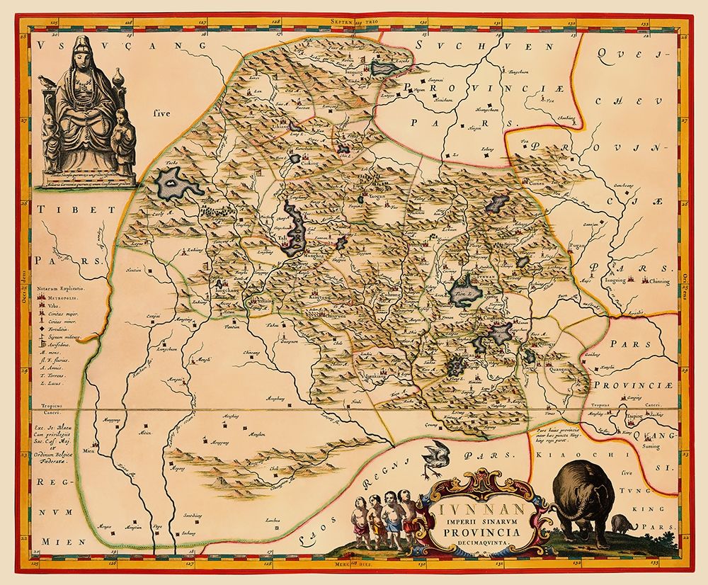 Yunnan Province China - Blaeu 1655 art print by Blaeu for $57.95 CAD