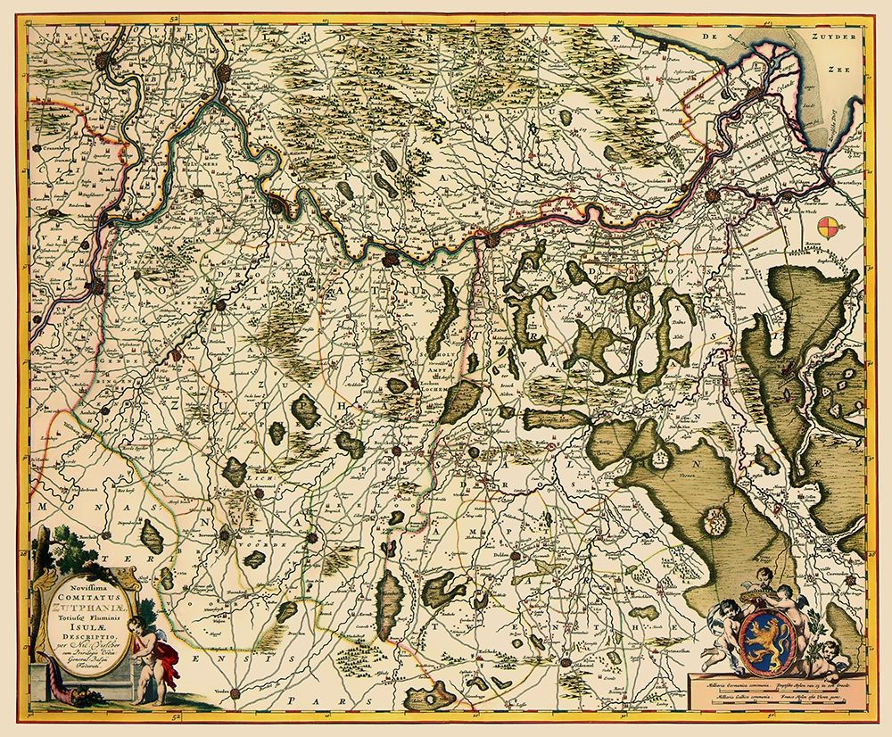 Zutphen Netherlands - Visscher 1681 art print by Visscher for $57.95 CAD
