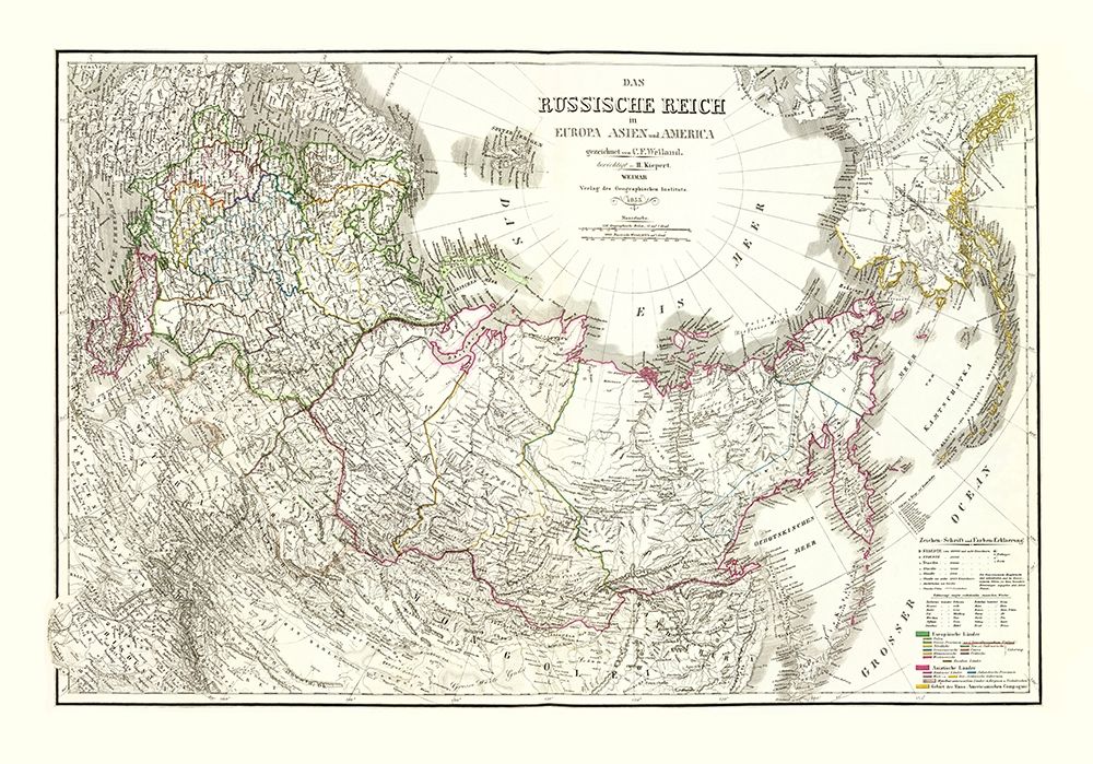 Russian Empire Europe Asia America - Weimer 1855 art print by Weimer for $57.95 CAD