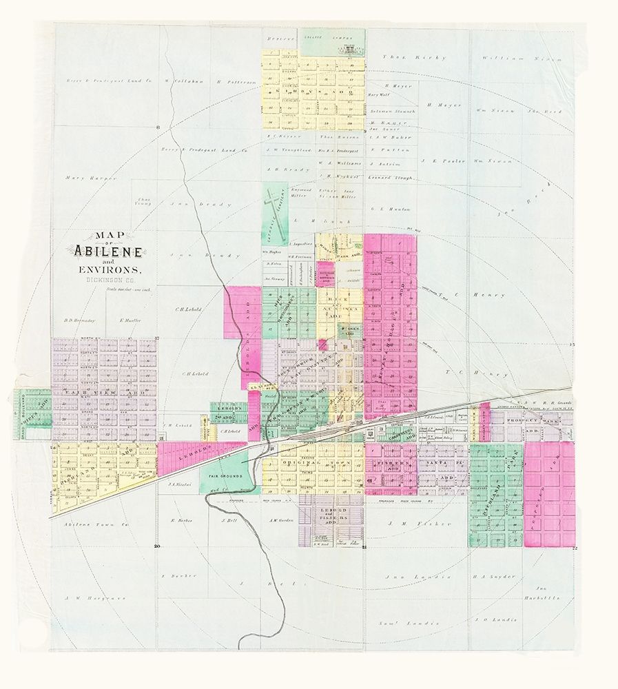 Abilene Kansas - Everts 1887 art print by Everts for $57.95 CAD
