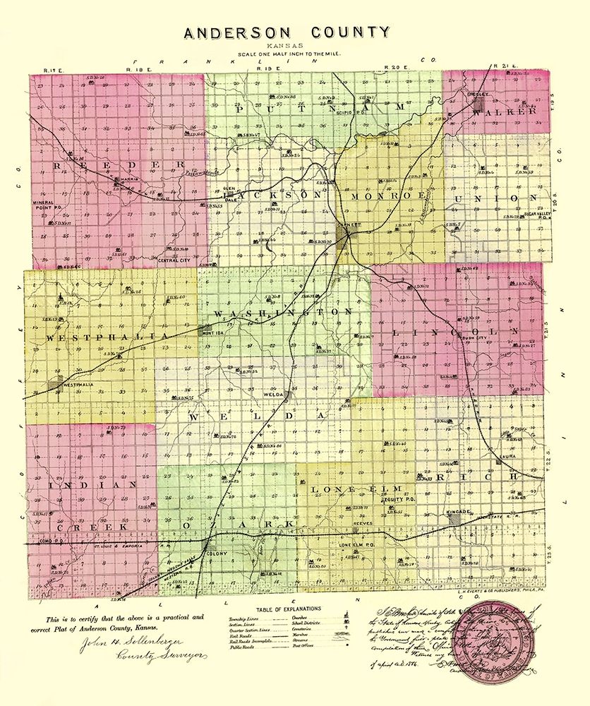 Anderson Kansas - Everts 1887 art print by Everts for $57.95 CAD