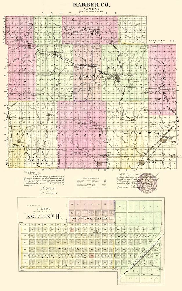 Barber Kansas - Everts 1887 art print by Everts for $57.95 CAD