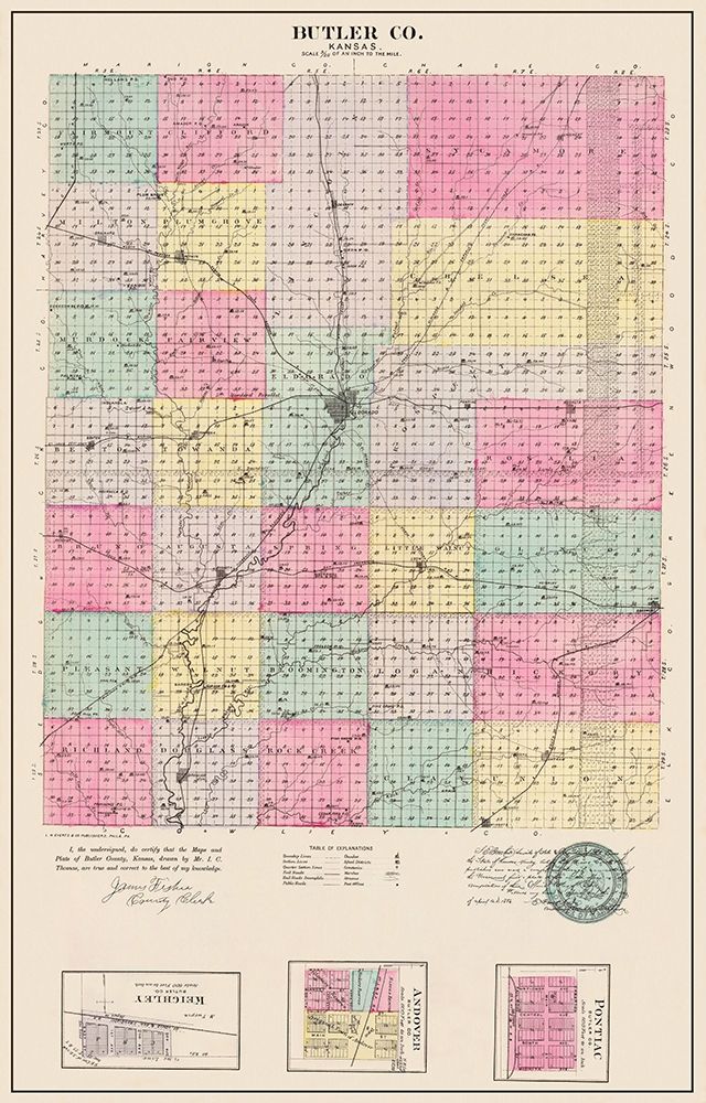 Butler Kansas - Everts 1887 art print by Everts for $57.95 CAD