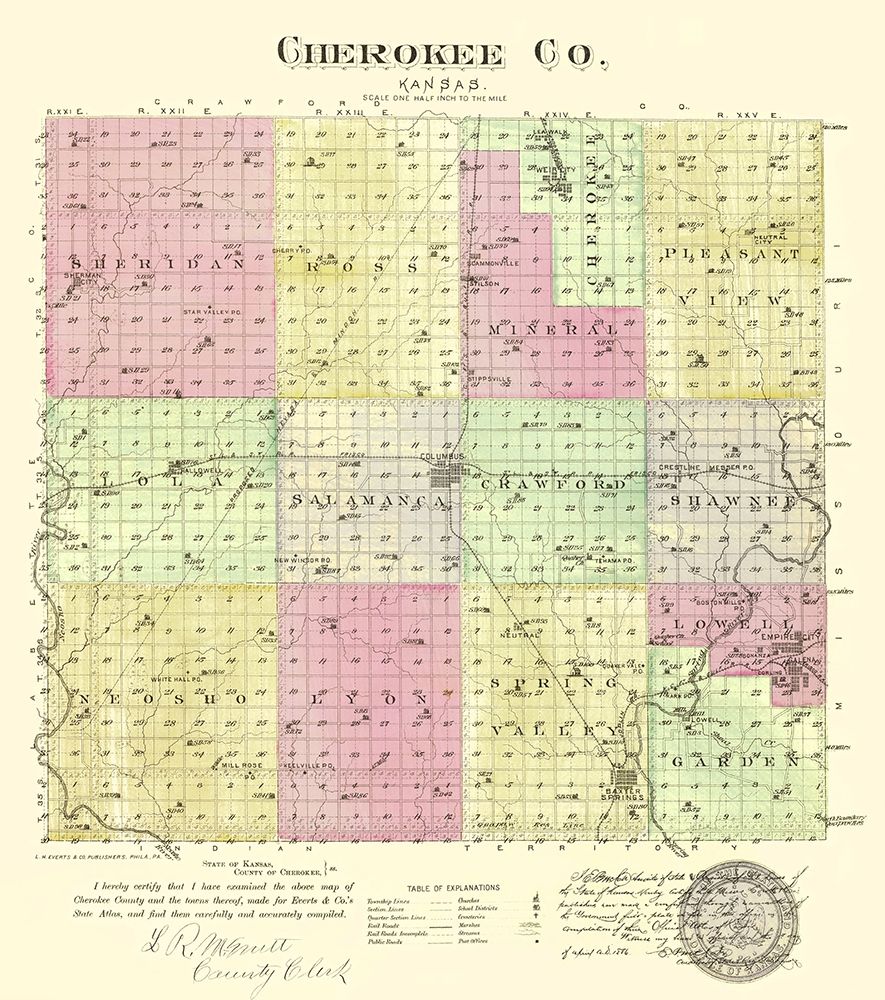 Cherokee Kansas - Everts 1887 art print by Everts for $57.95 CAD