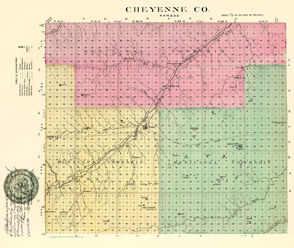 Cheyenne Kansas - Everts 1887 art print by Everts for $57.95 CAD