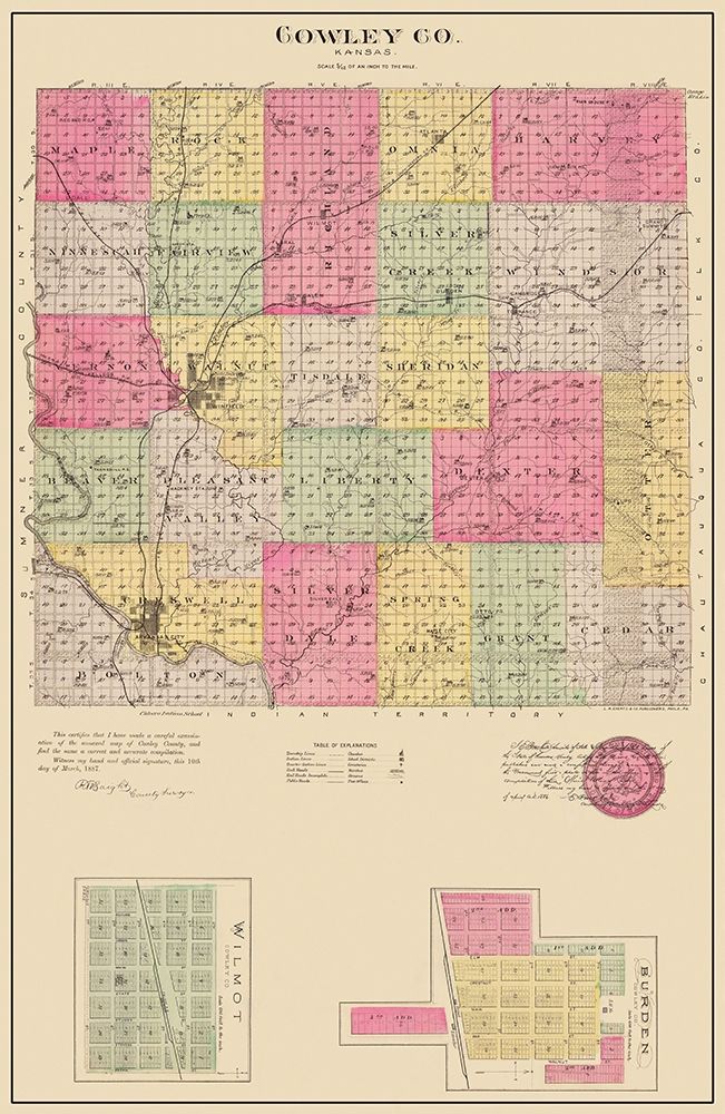 Cowley Kansas - Everts 1887 art print by Everts for $57.95 CAD