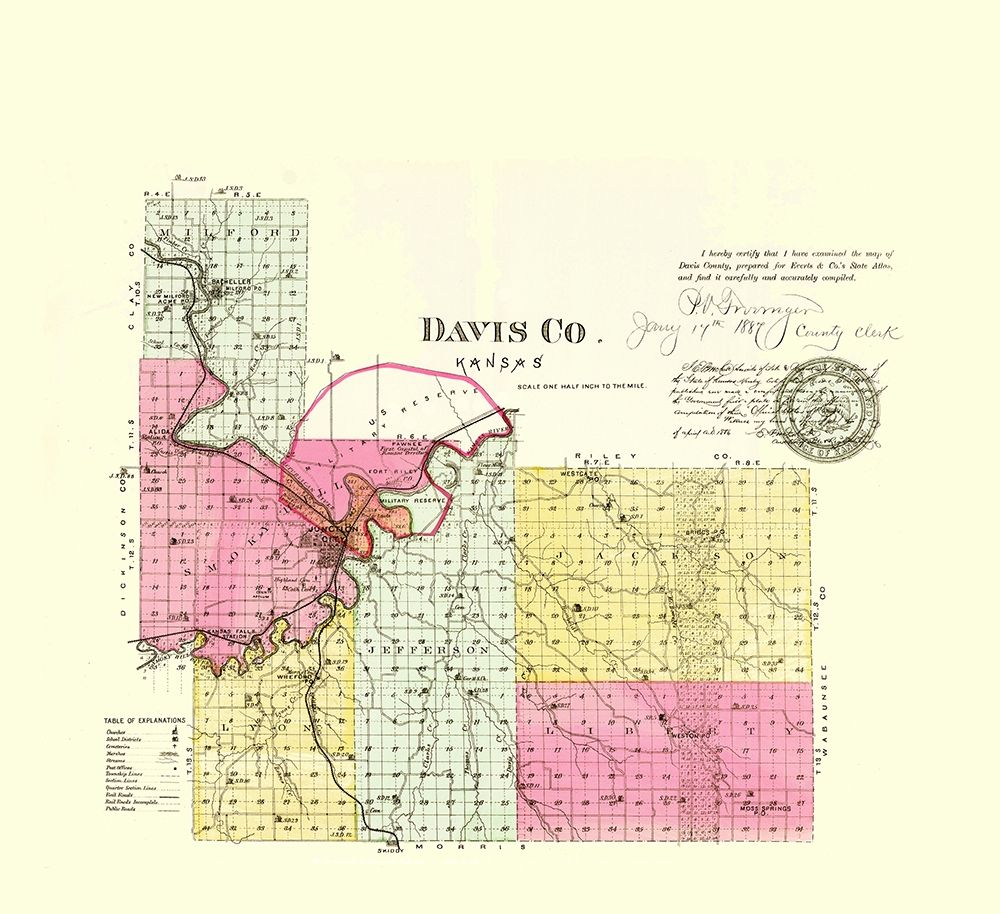 Davis Kansas - Everts 1887 art print by Everts for $57.95 CAD