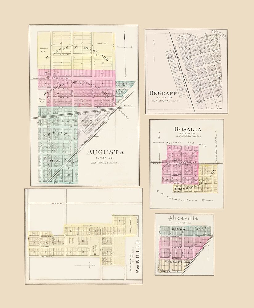 Degraff, Augusta, Rosalia, Aliceville, Ottumwa art print by Everts for $57.95 CAD