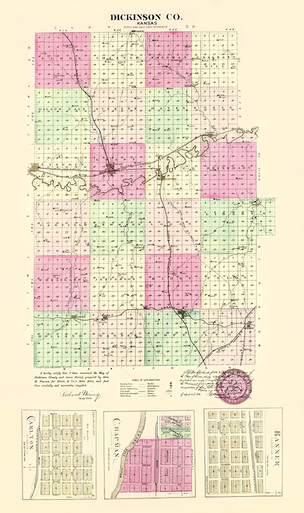 Dickinson Kansas - Everts 1887 art print by Everts for $57.95 CAD