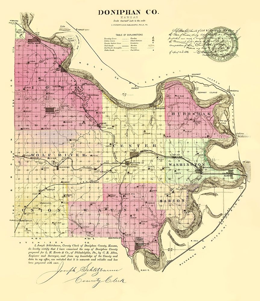 Doniphan Kansas - Everts 1887 art print by Everts for $57.95 CAD