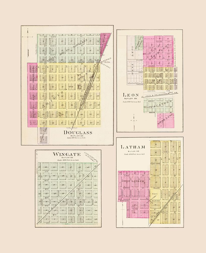 Douglass, Leon, Latham, Wingate Kansas art print by Everts for $57.95 CAD