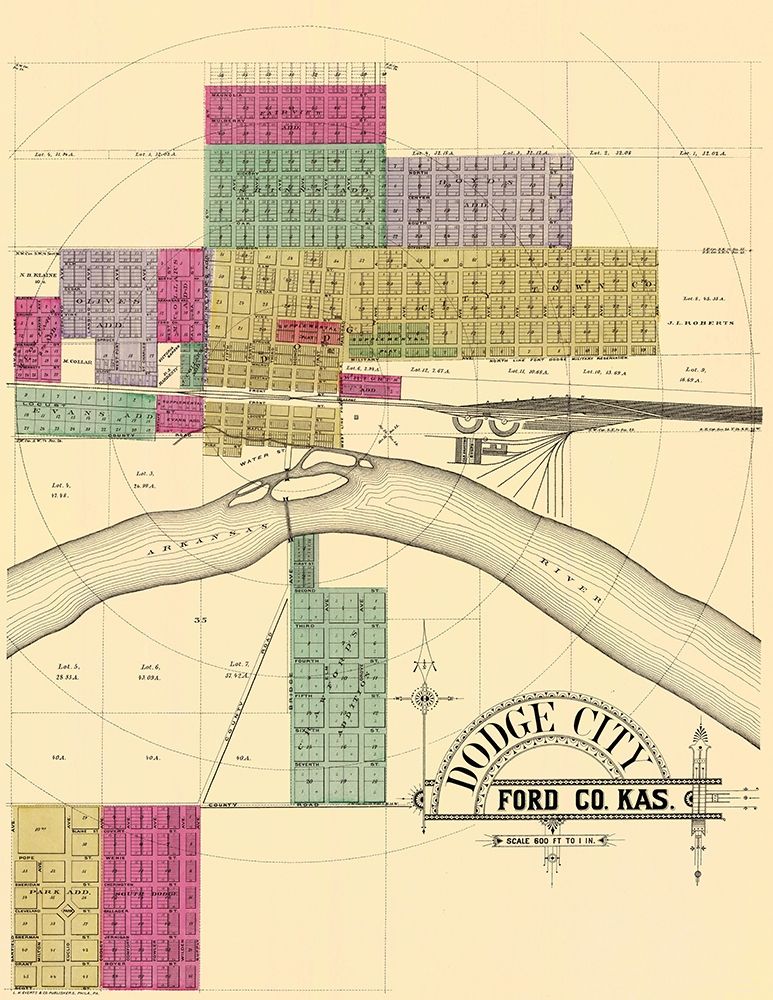 Dodge City Kansas - Everts 1887 art print by Everts for $57.95 CAD