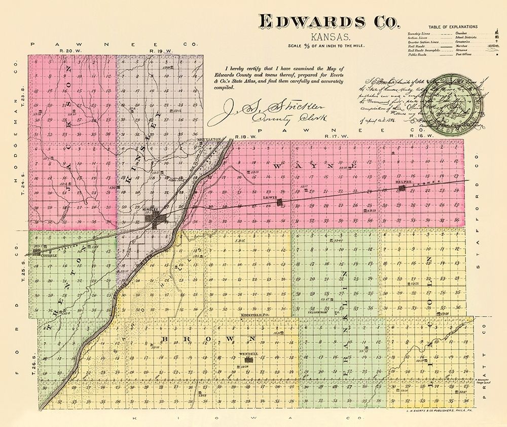 Edwards Kansas - Everts 1887 art print by Everts for $57.95 CAD